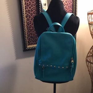 Faux Blue Leather BackPack